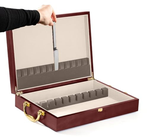 VCQIEO Wooden silverware storage box with lid, Brown