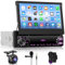 Hodozzy Pantalla Táctil Plegable de 7 Pulgadas, Radio de Coche 1 DIN con Bluetooth, Reproductor MP5 con Radio FM, Mirrorlink, Conector Tipo C, Puertos USB y AUX, Disco U, Control del Volante y Cámara