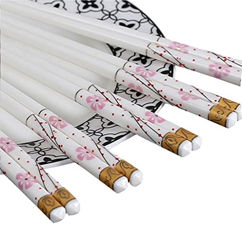 SBCGFY Coffret Cadeau de Baguettes en Porcelaine, 5 Paires de Baguettes japonaises réutilisables pour Sushi, Baguettes Chinoises de Luxe, Baguettes antidérapantes en p(Blanc4)