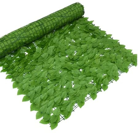 Künstlicher Efeu – Grüne Kunsthecke für Innenhöfe, Villen und Zäune – dekorative Sichtschutzwand (100 x 100 cm) – ideal für Terrassen und Gärten