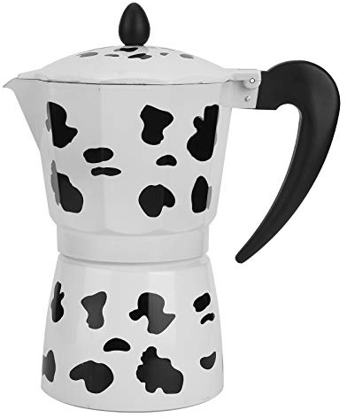 WAHEWUD Caffettiera in alluminio Bollitore Caffettiera Vaso | Colore mucca da latte di lavoro rapido | Fornello a gas per ufficio a casa (6 tazze di colore mucca 300ML)