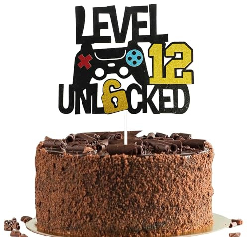 Unlocked Sign Cake Topper, Happy Birthday Cake Topper Personalised, Gaming Birthday Decorations for Boys, Gamer Cake Toppers, Game Movie Theme Teenager Bday Party Event Celebration Supplies (12)