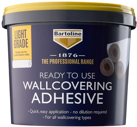 Bartoline 1876 Light Wallpaper Adhesive 5kg – Ready Mixed Paste for All Wallcoverings Strong Grab, Easy Spread, Excellent Slip and High Coverage