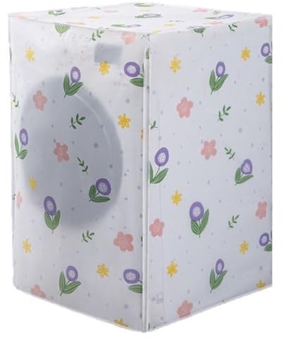 BIKPRST Funda Lavadora Exterior Impermeable, Protectora de Lavadora de Carga Frontal con Diseño de Tulipán, Cubierta Antipolvo Impermeable para Balcón y Baño, 63x62x85 cm