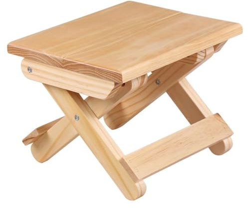 Zanthicia Eleganter, klappbarer Angelhocker aus Holz, kompakte Fußstütze, robust und leicht, ideal zum Campen, Fußstützen und Beine rasieren, klappbarer Kindersitz, Küchenstuhl aus Holz, Duschstuhl