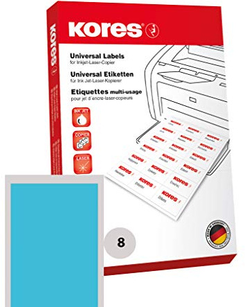 Kores Farbige Universal-Etiketten, 105 x 74,0 mm, 100 Blatt,blau