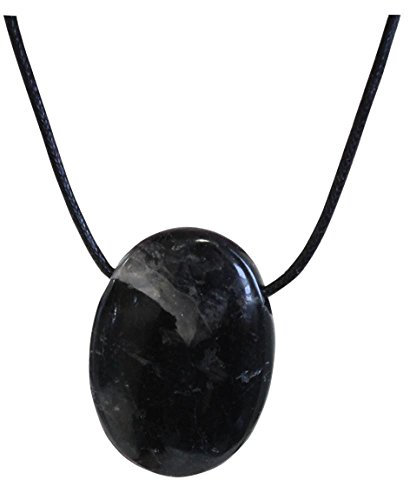 Collier Tourmaline Noire Pierre ovale percée Cordon noir