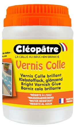 CLEOPATRE – Vernis Colle Transparent Brillant 250g – Séchage Rapide, Tous Supports – Loisirs Créatifs, Diamond Painting, Serviettage - Fabrication Française