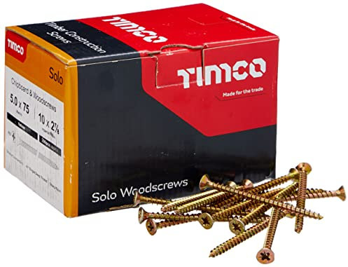 TIMco 50075SOLOC PZ2 CSK ZYP Solo Lot de 200 vis à bois Jaune 5,0 x 75 mm