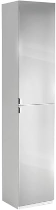 iBathUK Gleam Wall Mounted Double Door Tall Mirror Cabinet with 1 Adjustable Shelf, Soft Close Hinged Doors, Frameless Copper-Free Silver Mirror, Modern Bathroom Storage in Gloss White, 1700mm