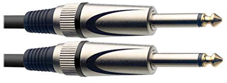 Stagg Deluxe Instrument Cable, 1/4 6.35mm Jack To Jack, Heavy-Duty Connectors, 10 Metres / 33 Feet, Black