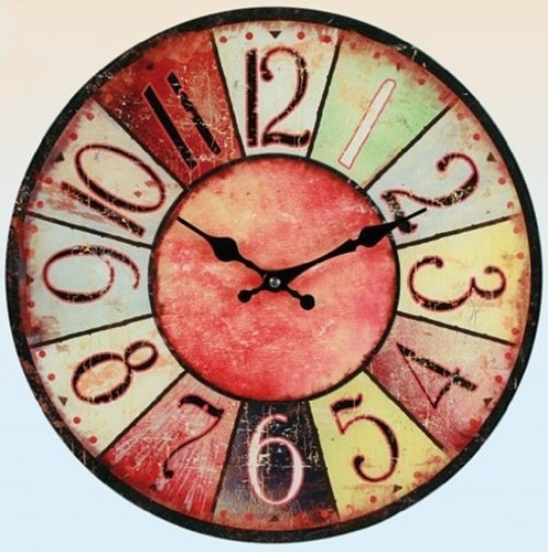 Out of the blue Glas Uhr Vintage Colours 38 cm rot Uhr aus Glas im Vintage Look für Retro-Fans, die das Shabby-Gefühl lieben, rote Quarz-Uhr mit Aufhänger, batteriebetrieben