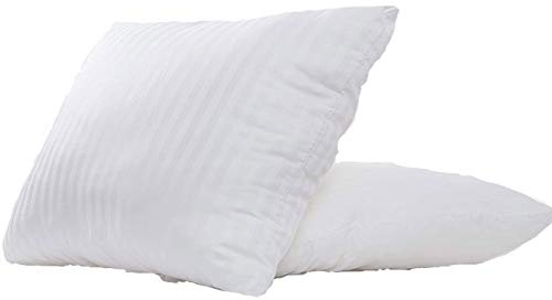 Bedding Direct UK Superior 80cm x 80cm Square Euro Continental Satin Stripe Bounce Back Cotton Jacquard Pillow PAIR Made in Britain