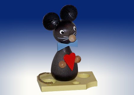 Rudolphs Schatzkiste Ganzjahresdekoration Maus auf Käse mit Herz Höhe 7cm NEU Figur Frühling Seiffen Erzgebirge Holz Rauchfigur Dekoration Weihnachten Deko
