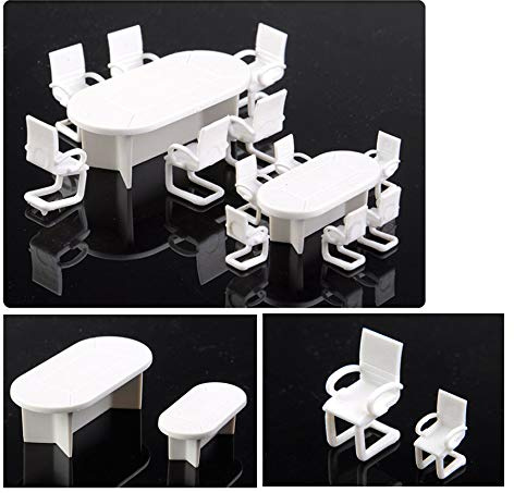 Archifreunde 7er Set Modellbau Konferenzzimmer Möbel Tisch+Stuhl Büro 1:50-1:100 Spur 0/H0/TT (1:87/100)