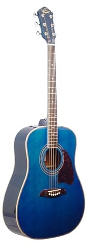 Oscar Schmidt OG2TBL-A Dreadnought Acoustic Guitar, Transparent Blue