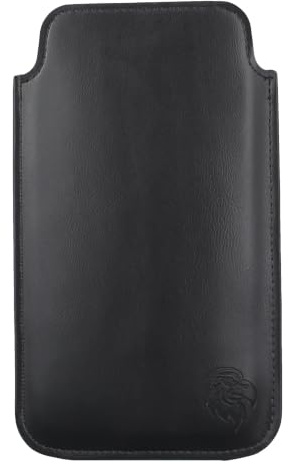 Davii Schutztasche passend für Apple iPhone 6 / 6S / 7/8 mit Hülle bis 4mm, Einsteckhülle Handytasche mit Zuglasche – weiches Innenfutter Adler Standard Z Schwarz