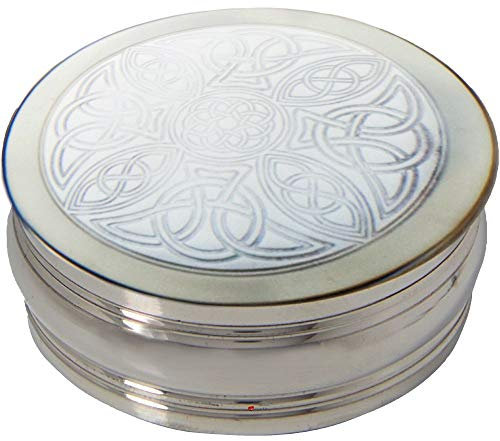 I LUV LTD Pewter Trinket Box Round with Celtic Interlace Design on Lid 50mm
