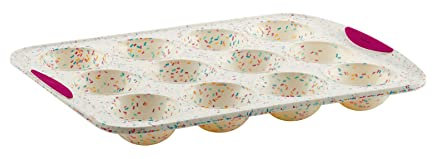 Trudeau 05118652 Structure White Confetti Reinforced Silicone 12 Cup Dome Cake Pan/Mold Bakeware, Steel