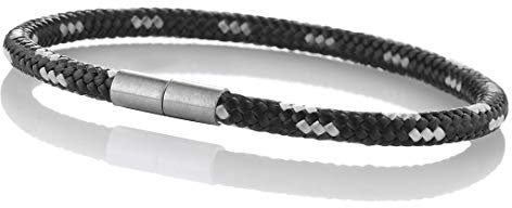 Maritimes Seemannsgarn Segeltau Armband Usedom schwarz-grau 4mm, Ohne Verschluss, XL - Gelenkumfang von 18 cm bis 21 cm
