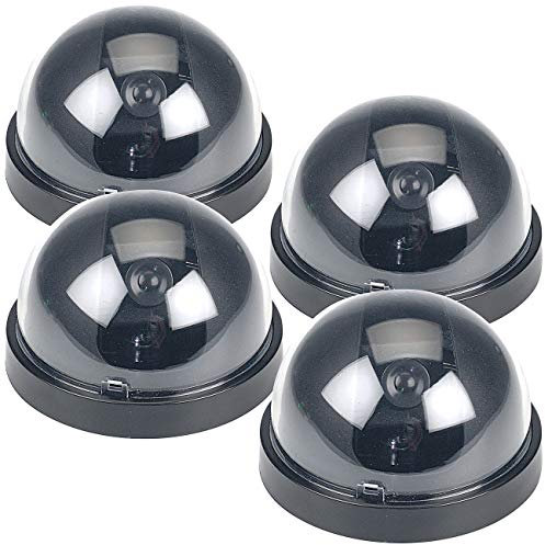 VisorTech Video-Kamera-Attrappe: 4er-Set Überwachungskamera-Attrappen Dome-Form (Überwachungskameras Attrappen, Alarm-Dummy, Alarmanlage)