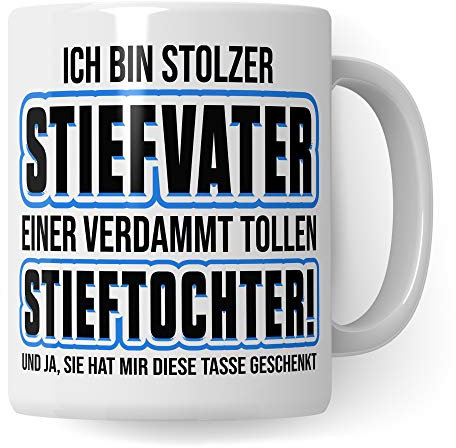 Pagma Druck Stiefvater Stieftochter Tasse Geschenk, Bonus Papa Tochter Spruch Becher Geschenkidee, Kaffeetasse (Weiß/Weiß)