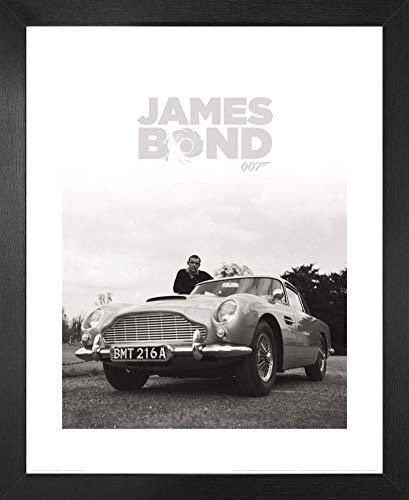 1art1 James Bond 007 Poster Kunstdruck Bild und MDF-Rahmen - Sean Connery, Aston Martin DB5 (50 x 40cm)
