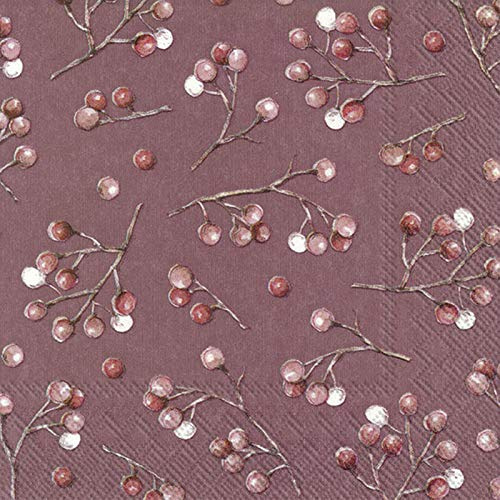 IHR Ideal Home Range Winter Berries Cocktail-Servietten Papier 3-lagig 25 x 25 cm rot Weihnachten Beeren