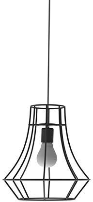 L+ Lámpara de techo E27 con rejilla decorativa de metal negro lacado.