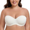 MELENECA Women's Underwire Strapless Bras for Bigger Bust Back Smoothing Plus Size Off White 40B
