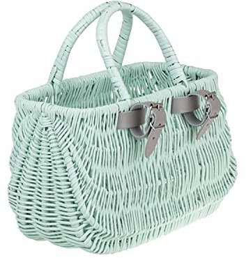 e-wicker24 Alles aus Weide Fahrradkorb für Kinder vorne Kleiner Korb geflochten für Kinderfahrrad Gepäckträger Retro Fahrradkorb für Lenker Vintage Stil Weidentransporter (22x10 H13/16_Mint)