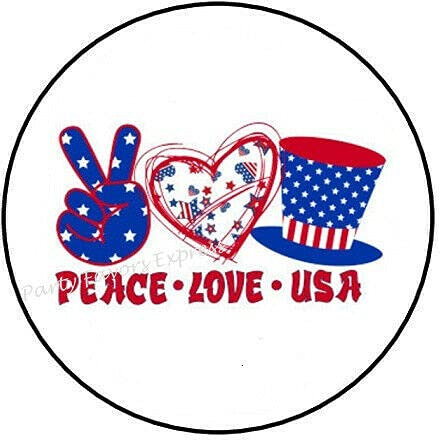 2cmØ 32-Stück! Aufkleber Sticker Briefumschlag-Siegel Post rund PEACE LOVE USA JULY FRIEDENSLIEBE USA JULI R1609