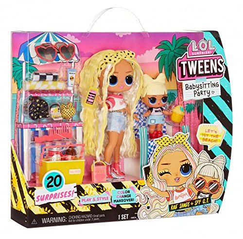 L.O.L. Surprise! Tween Babysitting Sleepover Party – RAE SANDS & SPF QT – 20 Überraschungen – Enthält 2 Puppen mit Farbwechselfunktion – Für Kinder ab 4 Jahren