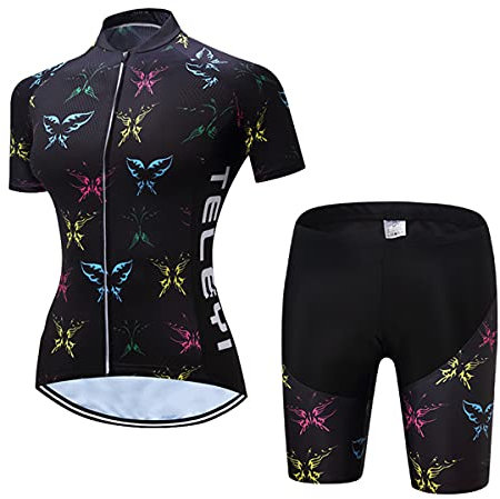 Hotlion Damen Radtrikot Set Trägerhose Anzüge Sommer Rennrad Bekleidung