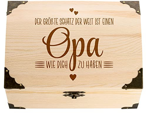 4youDesign Schatztruhe mit Gravur – Der größte Schatz der Welt – Opa – Geldgeschenk – Erinnerungsbox – Geschenkidee für Geburtstage, Weihnachten (Opa)