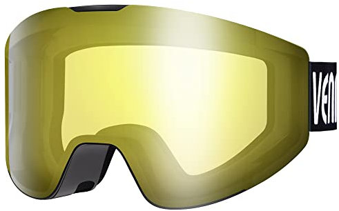 VENNERLI Skibrille mit Double Lens für Damen und Herren Skibrille für Brillenträger Anti Fog UV Schutzbrille für Outdoor Aktivitäten Skifahren Snowboard Augenschutz(Gelb nicht plattiert)