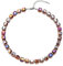COOLSTEELANDBEYOND Statement Halskette Glamouröse Lila Regenbogen Würfel Navette Kristall Perlen Anhänger Choker Halsketten