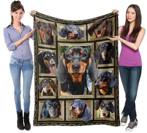 Dackel-Decke für Damen und Herren, Dackel-Geschenke für Dackel-Hundeliebhaber, super weich, flauschig, Überwurfdecke, Dackel-Dekoration, Plüsch-Geschenk für Geburtstag, Weihnachten, 152,4 x 203,2 cm