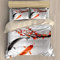 NEKOMARUKE Bettwäsche 200x200 Jugendliche Koi-Karpfen Paar Schwimmen Cherry Blossoms 3D Gedruckt Bettbezug Set 3teilig Microfaser Zweiteilig Bettwäschegarnitur mit Reissverschluss
