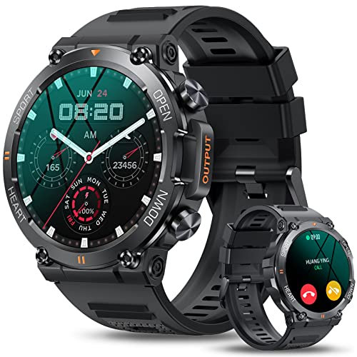 AVUMDA Smartwatch Herren mit Telefonfunktion,1.39 HD Fitnessuhr, Militär Smart Watch mit Blutdruck-,SpO2,Pulsuhr, Schrittzähler, 120 Sportmodi Sportuhren,Wasserdicht Uhren Herren für iOS Android