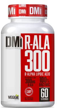 DMI R-ALA 300 - Ácido R-Alfa Lipoico (ácido tióctico) - 100% racémico - Antioxidantes con Múltiples Beneficios - 300 mg/cap - 60 Cápsulas vegetales sin colorantes