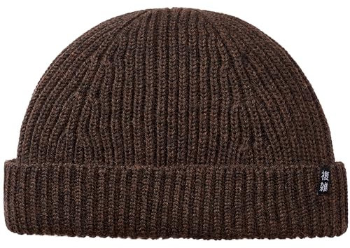 Enter the Complex® Kurze Fisherman Beanie, Docker Mütze, Herren und Damen, Trawler Beanie, 100% Merino Wolle, Rollmütze, Braun