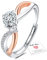 Engagement Rings - Adjustable Rose Gold Ring, Sterling Silver Bridal Wedding Eternity Diamond Promise Ring for Women, Crossover Small CZ Cubic Zirconia Rings Women Jewellery Gifts for Her