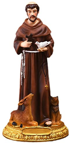 Angoily San Francisco Statuen-Ornament Harz Heiliger Franziskus St. Antonius-statuen Katholisches Figur des Heiligen Franziskus St. Statue des Franz Von Assisi Haushalt Zubehör