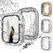 Fullife Confezione da 3 pellicole protettive impermeabili per Apple Watch 45 mm, serie 9, 8, 7, da donna, con strass, per iWatch 45 mm (oro rosa/luce stellare/trasparente)