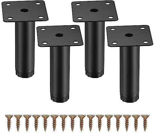 Fulushouxi 4 Pcs Furniture Legs, 3/8cm Adjustable Furniture Support Feet, Metal Sofa Replacement Support Feet Legs for Sofa Table Chair Desk Kitchen Cupboard Cabinets Legs Feet
