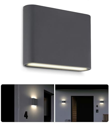 SSC-LUXon TWEO Außenwandleuchte anthrazit Up and Down Lampe Outdoor IP54 - moderne Außenleuchte Wand LED warmweißes Licht 230V