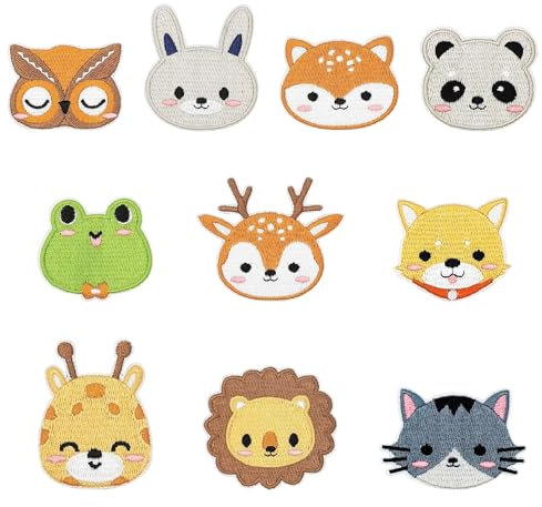 10 Pieces of Children's Animal Cartoon Iron-On Patches, Cute and Fun Cloth Patches, Embroidered Patches, Perfect for Decorating and Repairing Tops, Pants, Backpacks, Etc.