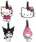 Kuromi, My Melody and Hello Kitty Gepäckanhänger für Koffer, 4 Stück, offizielle Lizenz, Hello Kitty Taschenanhänger für Gepäck