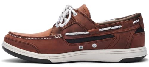 Sebago Triton Bootsschuhe mit drei Ösen, gewachstes Nubukleder, Mokassins mit atmungsaktivem Netzfutter, bequemer EVA-Einlegesohle und Gummi-Außensohle, Braun, Dunkelbraun, 42 EU